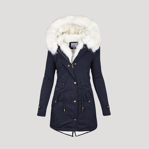 Drune | Damen lange Parka Jacke mit Kunstpelz Kapuze Winterjacke
