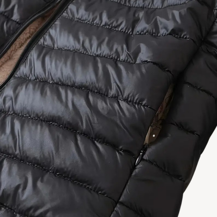 Drune | Damen Kunstpelz Futter Gesteppte Kapuzenjacke
