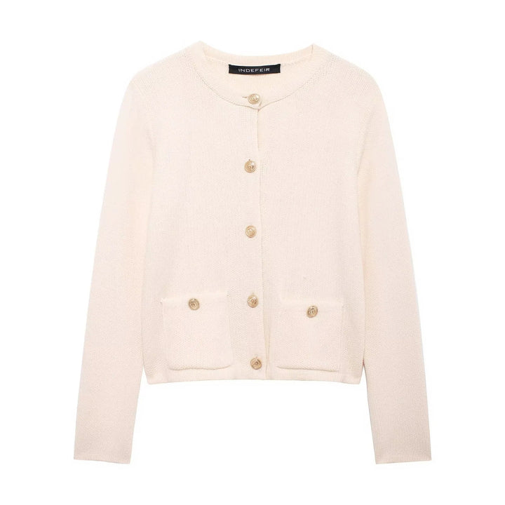 Drune | Lässiger Cardigan mit goldenem Knopfverschluss für Damen