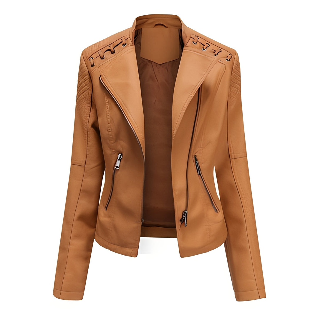 Drune | Stilvolle, slim kurze Lederjacke für Damen