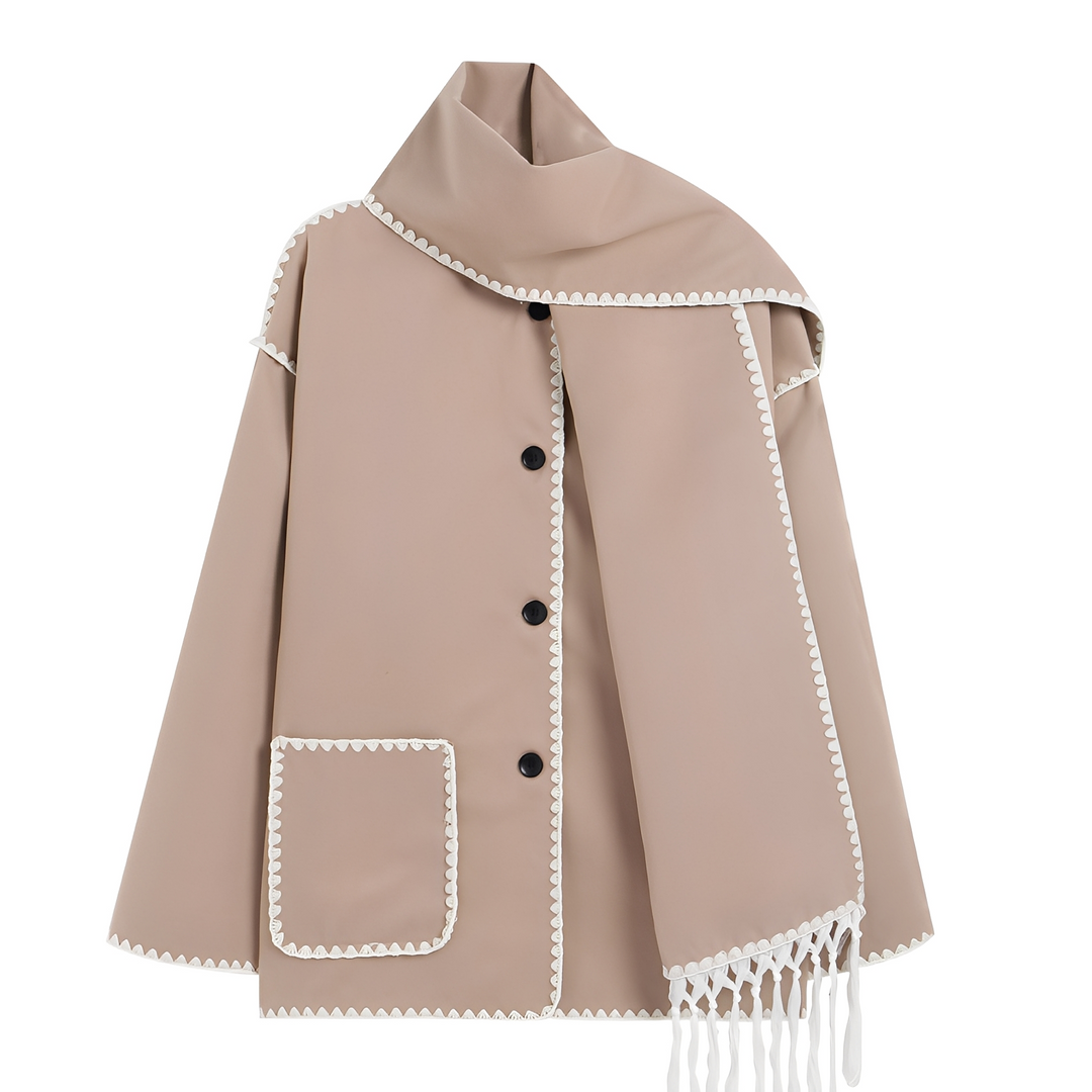 Drune | Elegante, locker geschnittene Damen-Wolljacke mit Schal
