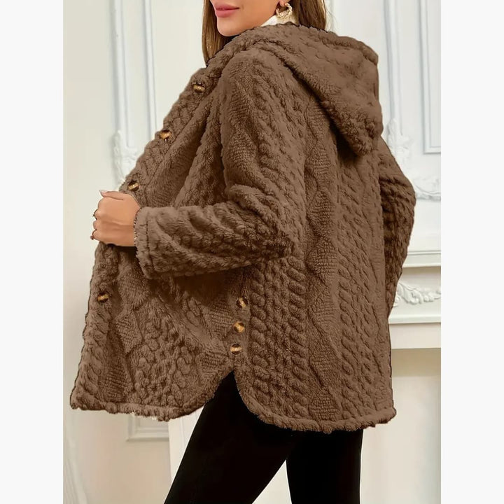 Drune | Gemütlicher Hoodie mit Teddy-Pullover und Knopf vorne für Damen