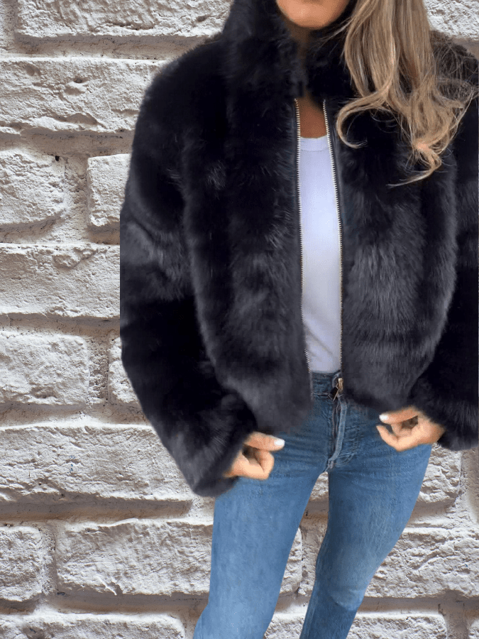 Drune | Kunstpelzjacke - Luxuriöses Plüschgefühl - Reißverschluss-Front - Auffällige Winterlage