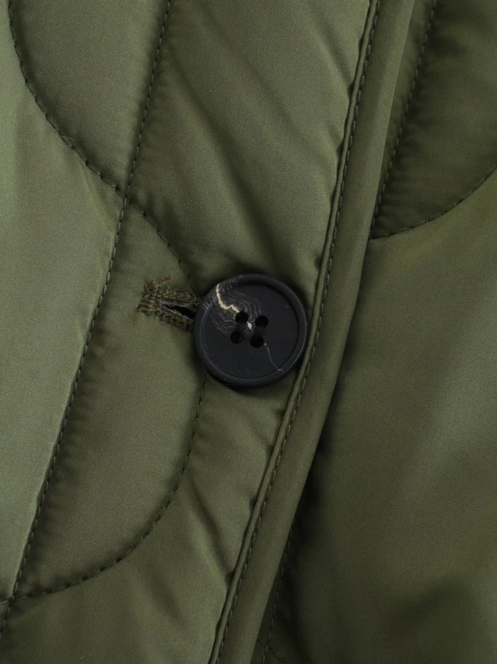 Drune | Trendy Olivgrüner Übergroßer Gestepptes Jacke für einen Stilvollen Look Ideal für Herbst/Winter