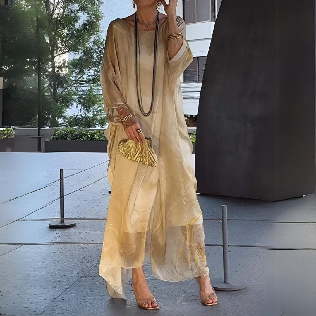 Drune | Bauchbedeckendes Seiden-Chiffon-Kleid