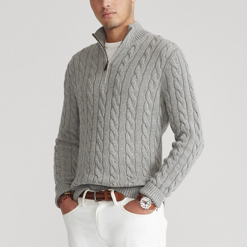Drune | Pullover mit Zopfmuster und halbem Reißverschluss - Eleganter Freizeit-Strickpullover