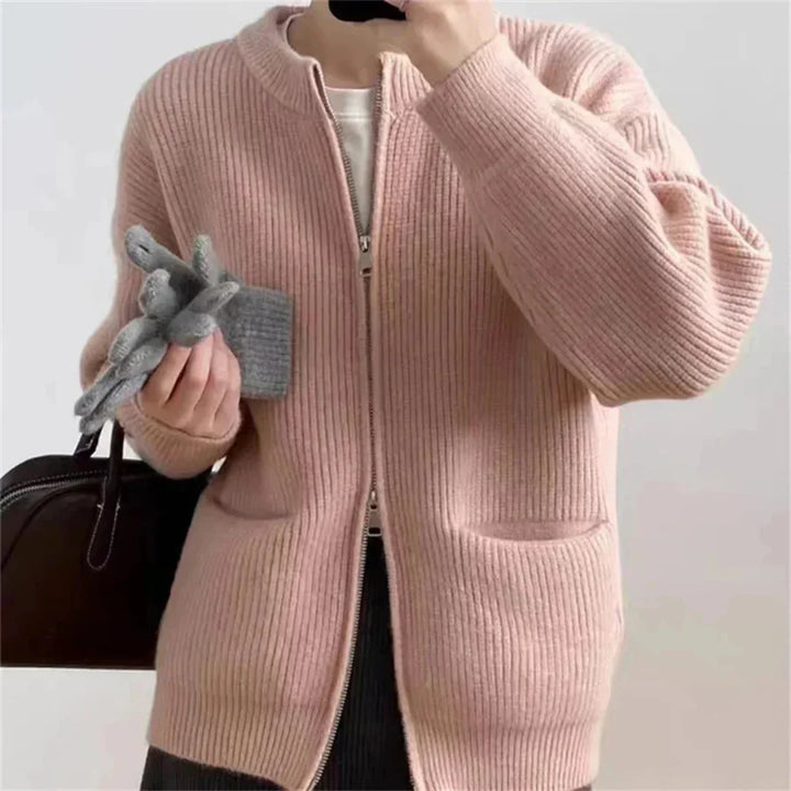 Drune | Strickjacke - Gerippte Textur - Reißverschluss - Oversized Passform - Mit Taschen