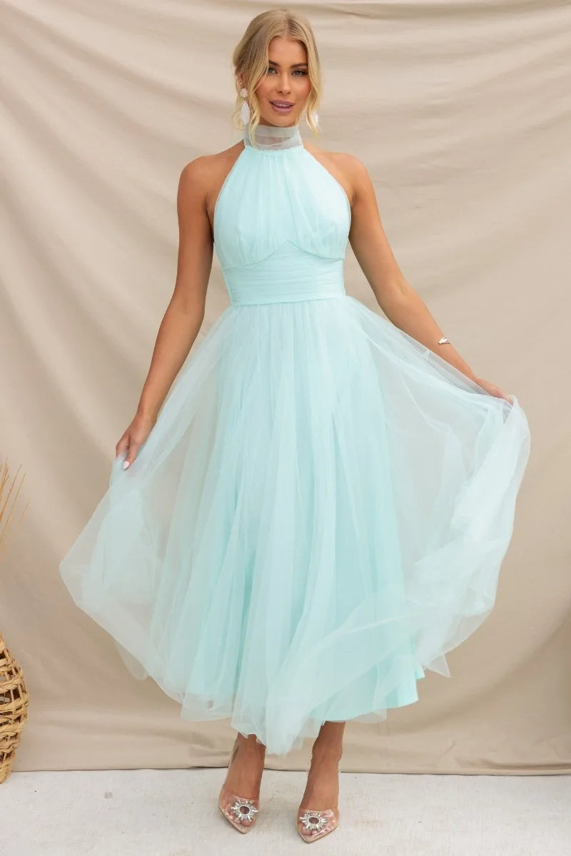 Drune | Halter Tüll Midi Kleid