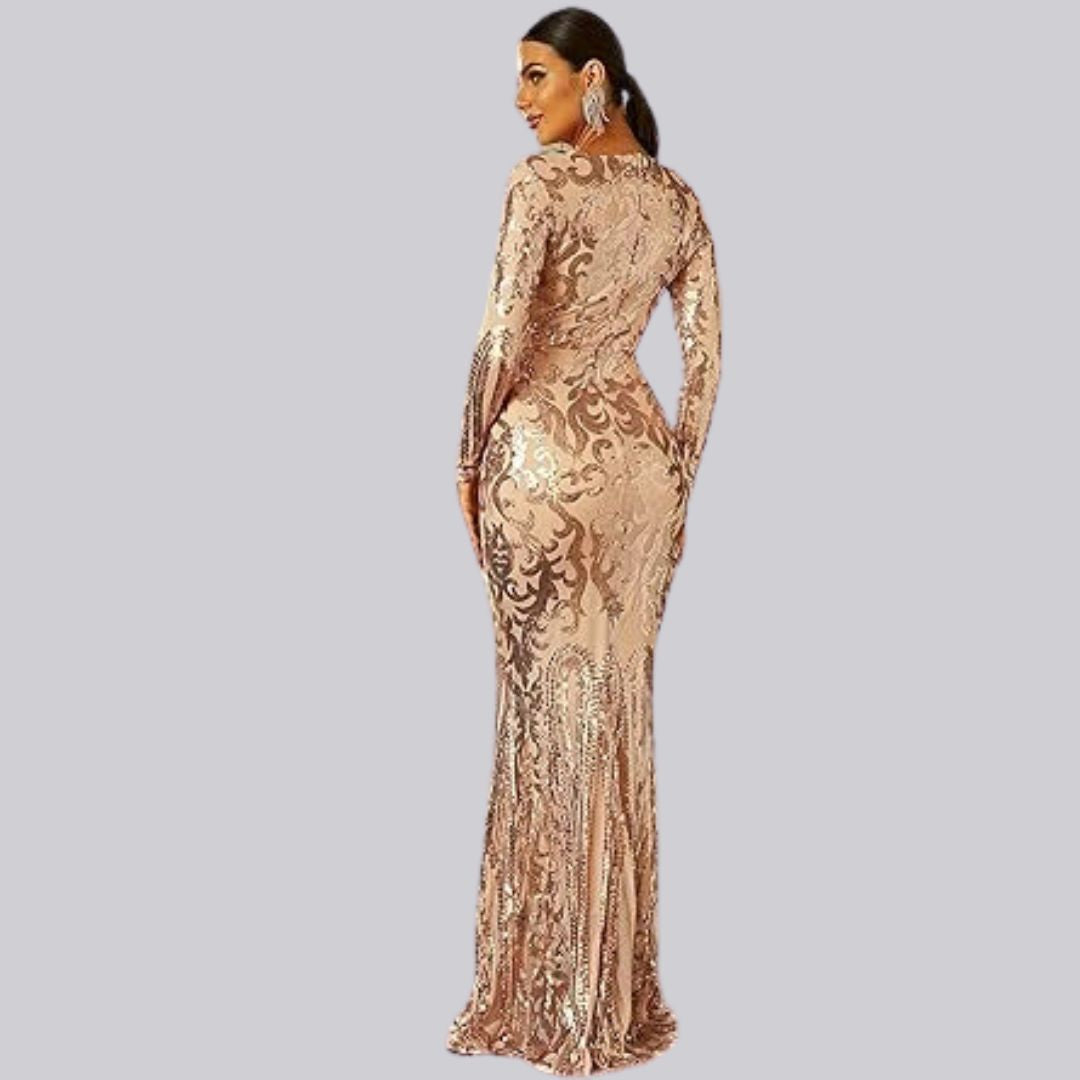 Drune | Abendkleid mit langen Ärmeln und Pailletten