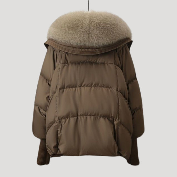 Drune | Damen Schneemannjacke Kunstfellkragen Wintermantel