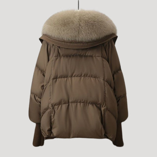 Drune | Damen Schneemannjacke Kunstfellkragen Wintermantel