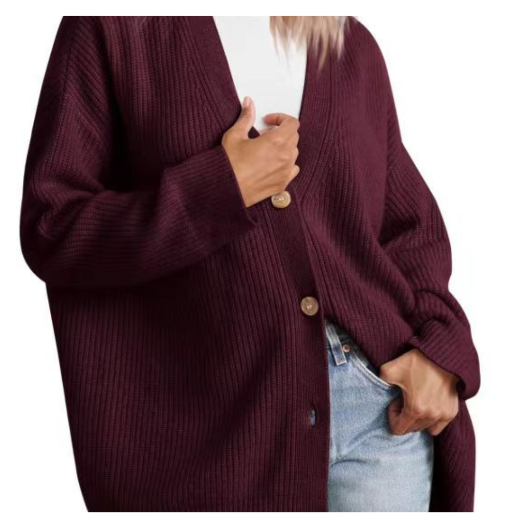Drune | Schicke Übergroße Strickjacke Mit Knöpfen Für Damen