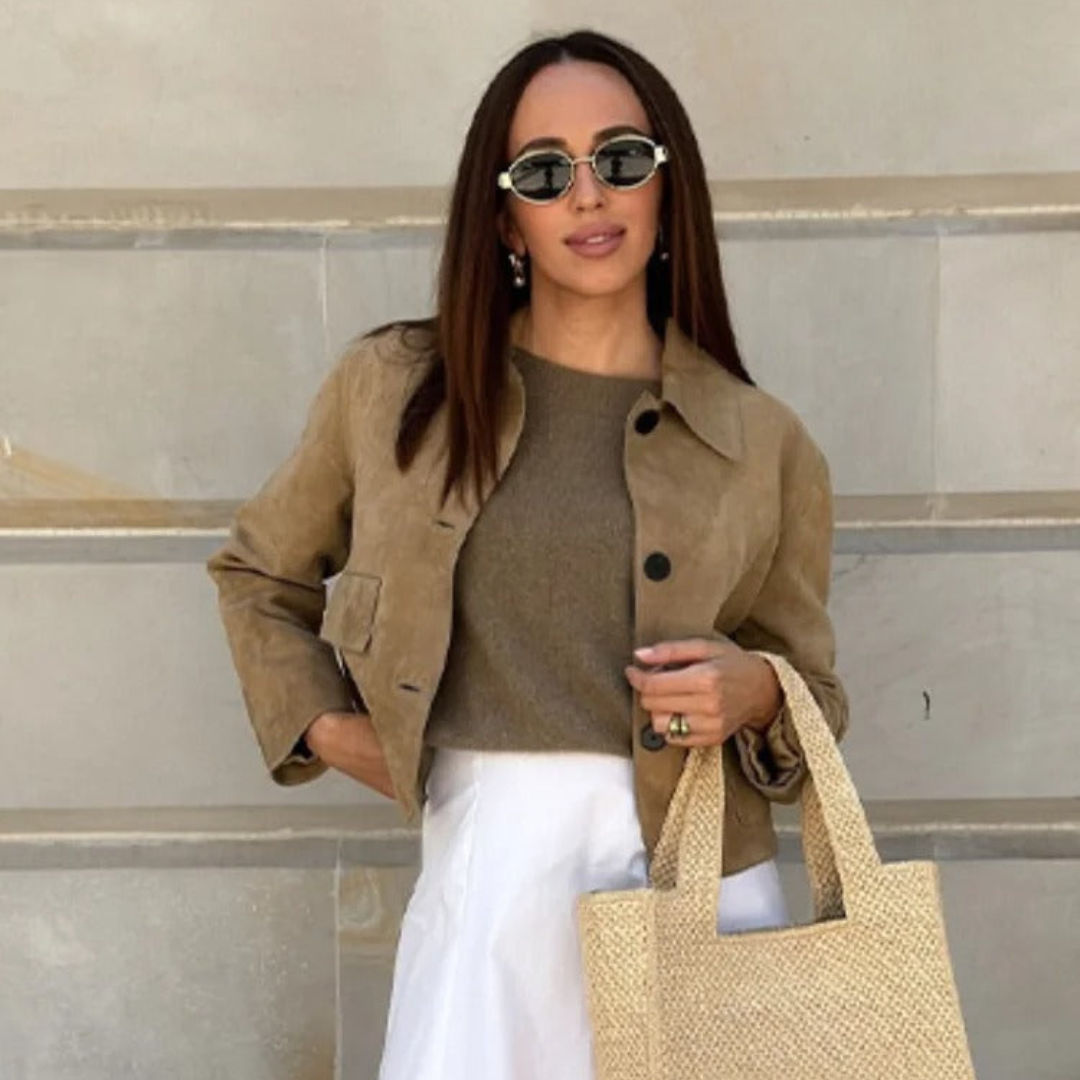 Drune | Beige Lederjacke