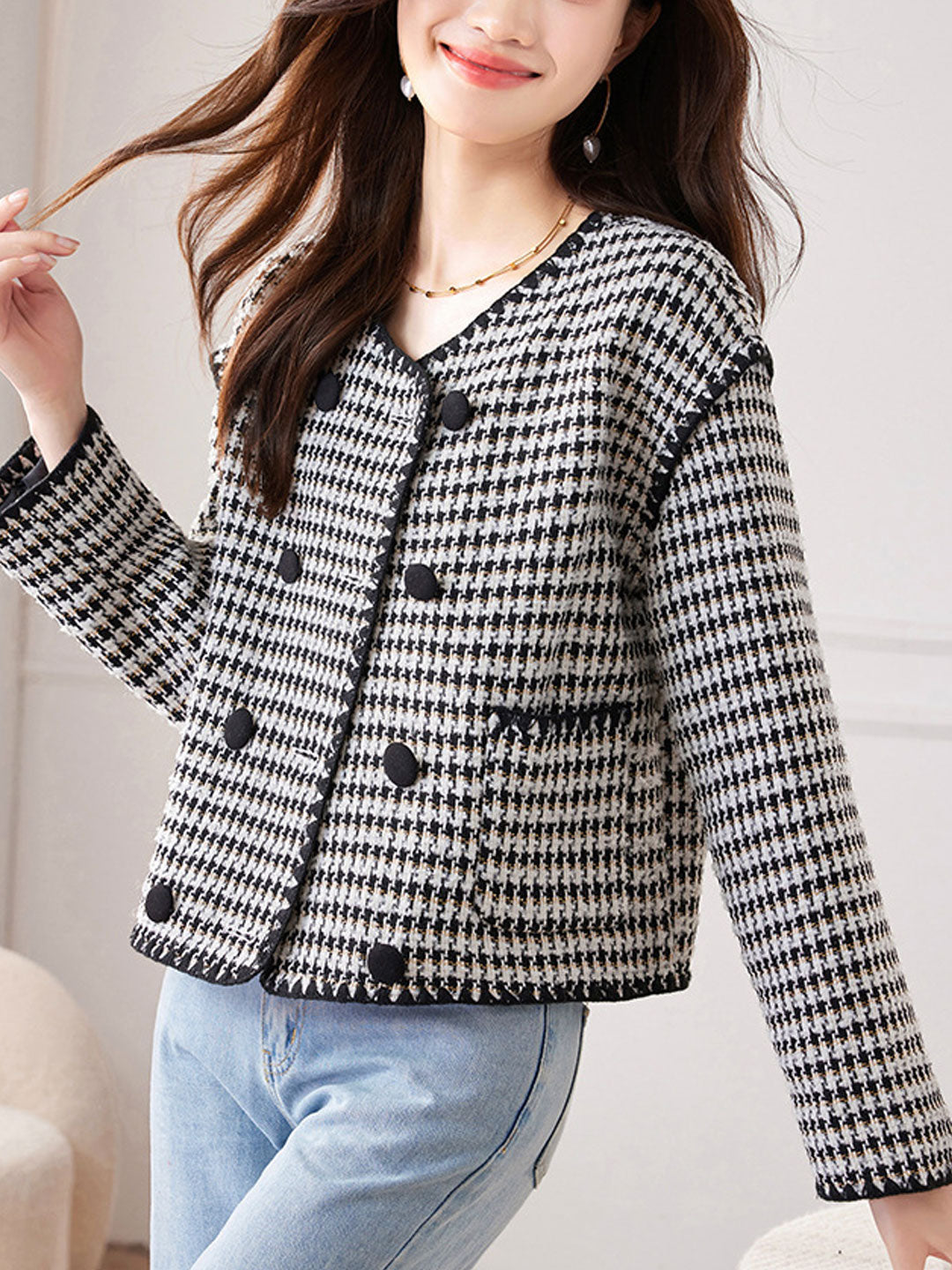 Drune | Klassische Rundhals-Tweedjacke