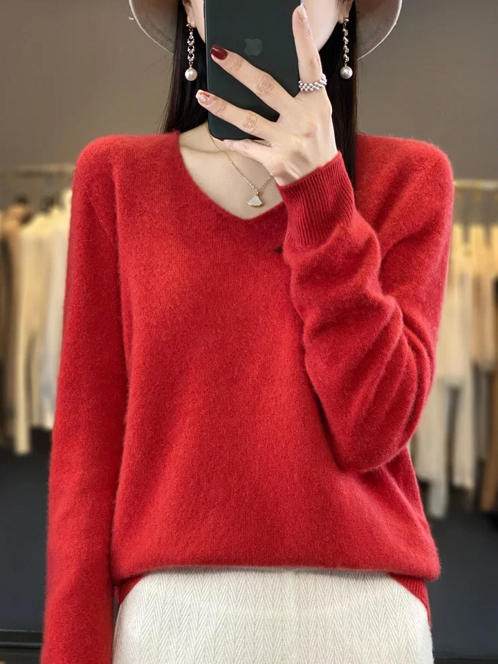 MonAmi V-Ausschnitt Leichtgewicht Kaschmir Pullover Damen