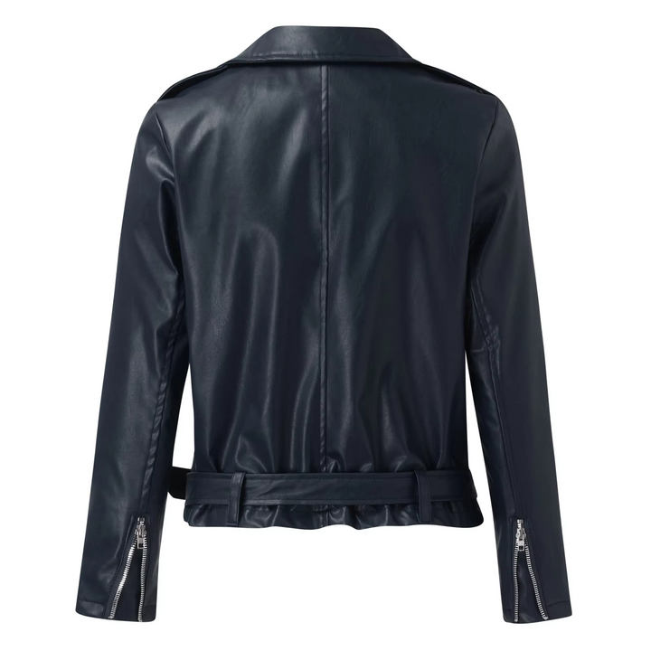 Drune | Jacke Damen Biker Modell mit Gürtel und Reißverschlussdetails