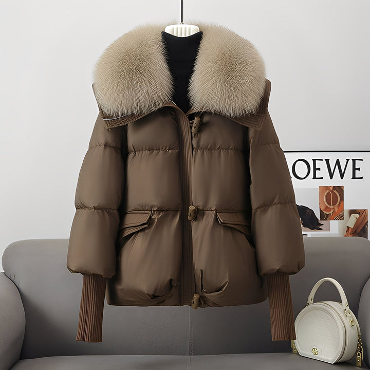 Drune | eleganter Windbreaker Daunenjacke mit Pelzkragen für Frauen