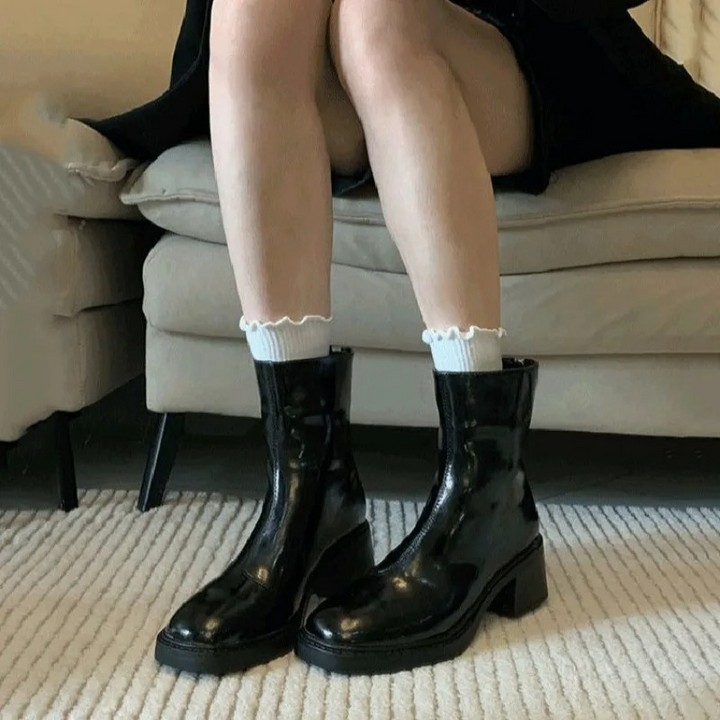 Drune | Stilvolle Leder Ankle Boots mit Blockabsatz für Damen Damen Ankle Boots