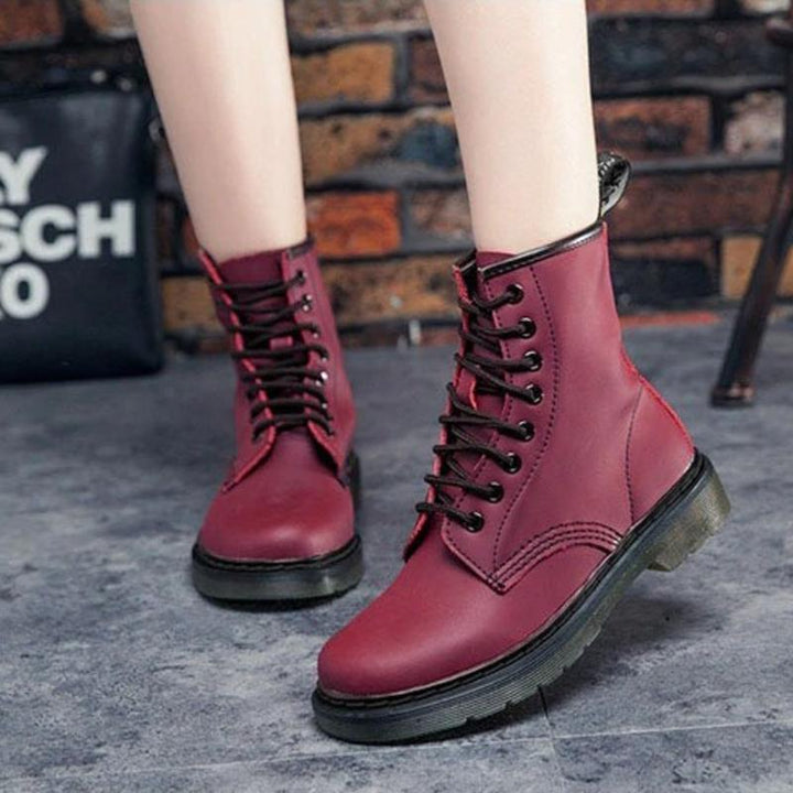 Drune | Kampfstiefel Leder Schnürung Knöchelhoch Robuste Gummisohle
