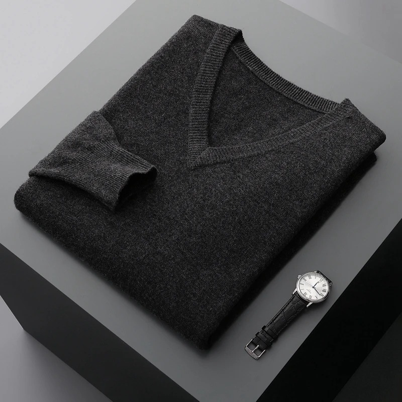Drune Herren Pullover V-Ausschnitt langarm Strick