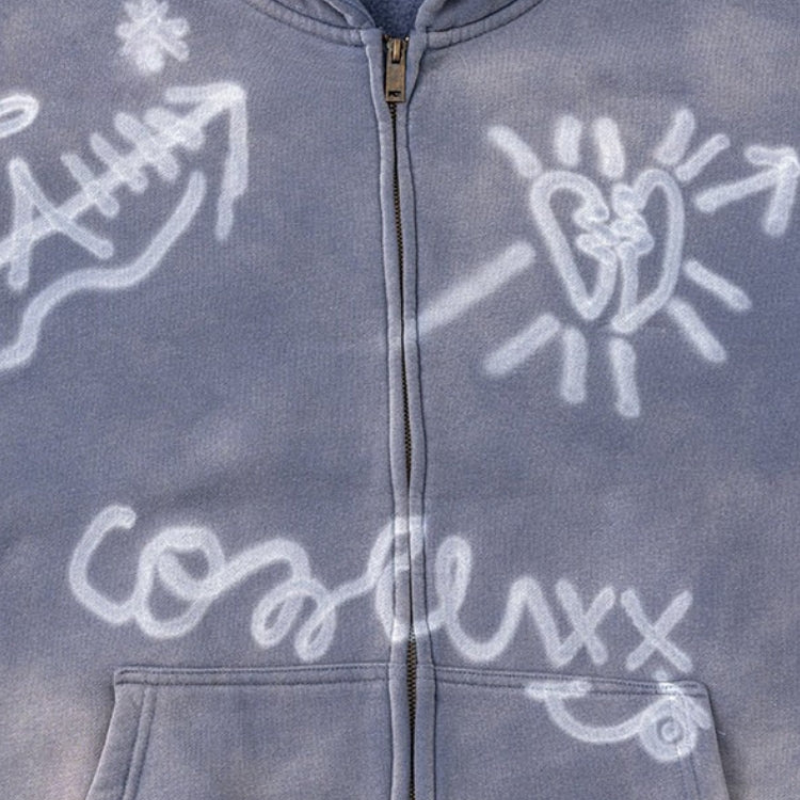Drune | Hoodie - Oversize Graffiti Print & Y2K Stil