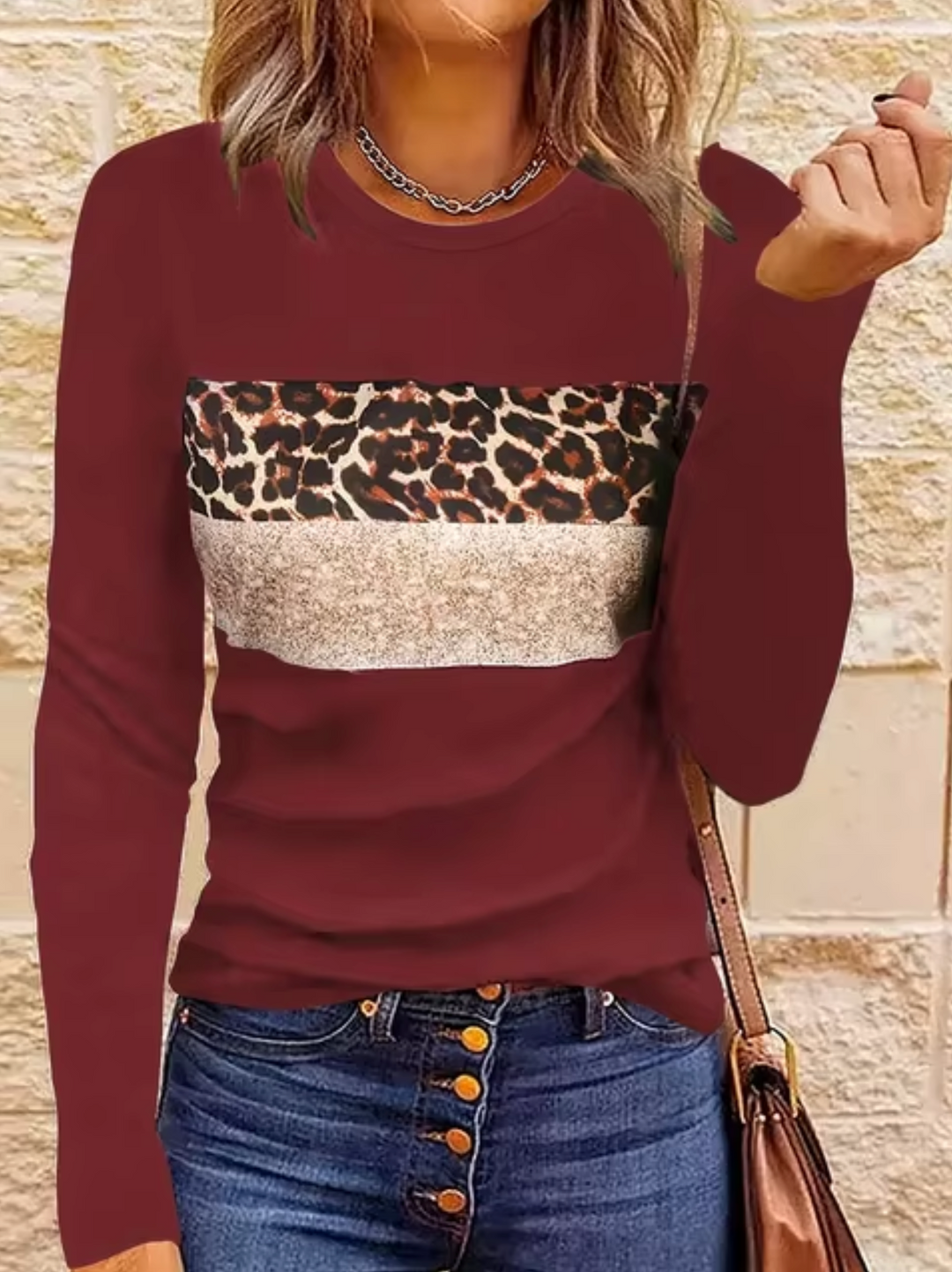 Drune | Langarm-T-Shirt mit Leopardenmuster