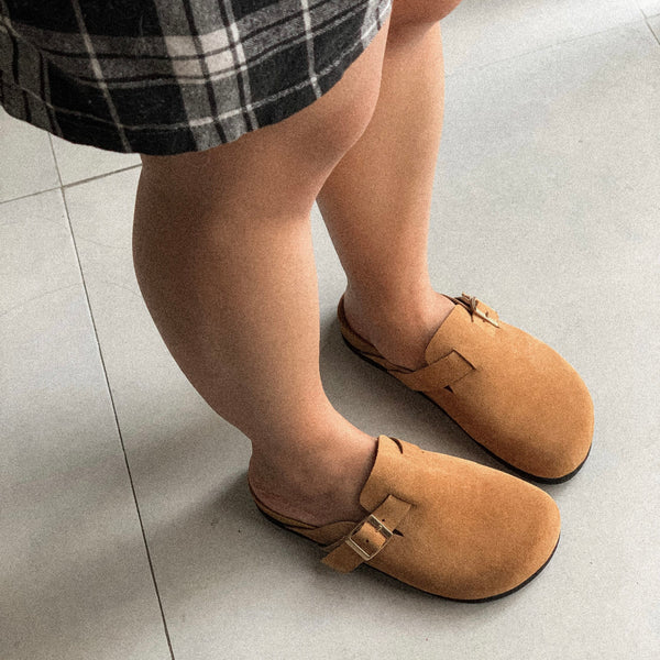 Drune | Damenclogs - Braun - Qualitätsleder - Verstellbare Schnallen