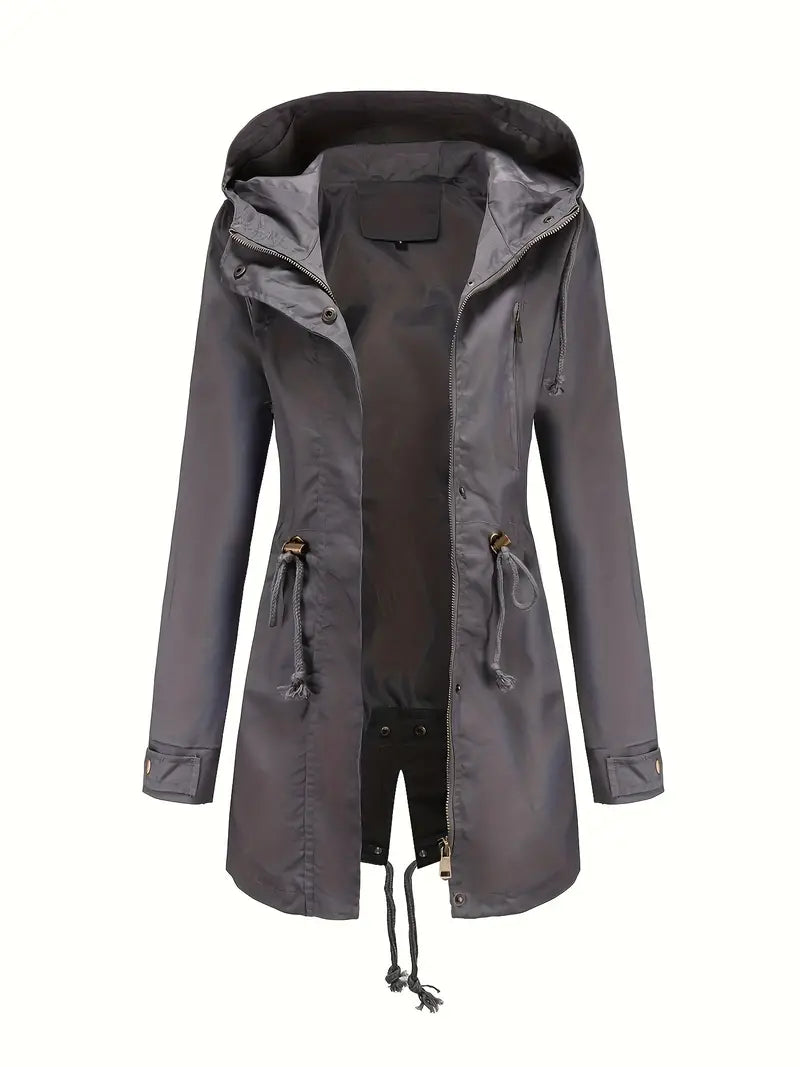 Drune | Damen Langarm Wasserdichter Trenchcoat Mit Kapuze