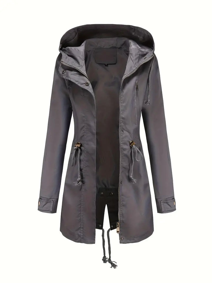 Drune | Damen Langarm Wasserdichter Trenchcoat Mit Kapuze