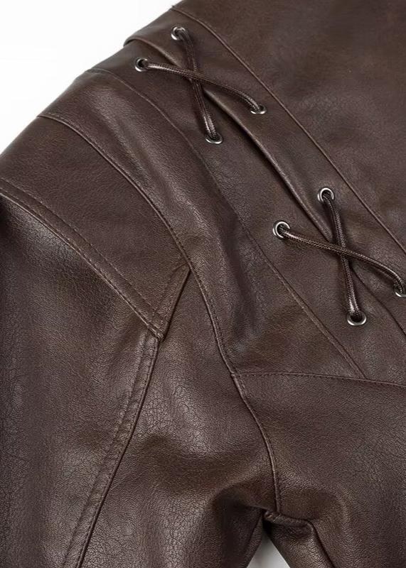 Drune | Leder Wickeljacke mit Gürtel