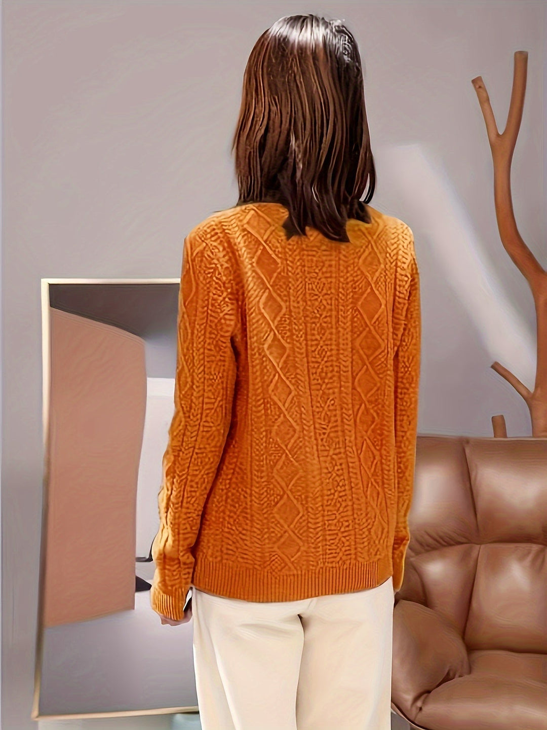 Drune |  Wollstrickpullover mit gemütlichen langen Ärmeln Pullover Damen - Perfekt für Freizeitkleidung
