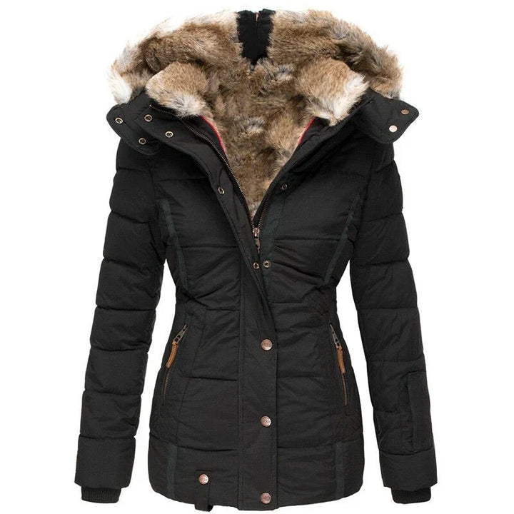 Modischer Wintermantel mit Pelzfutter für Frauen
