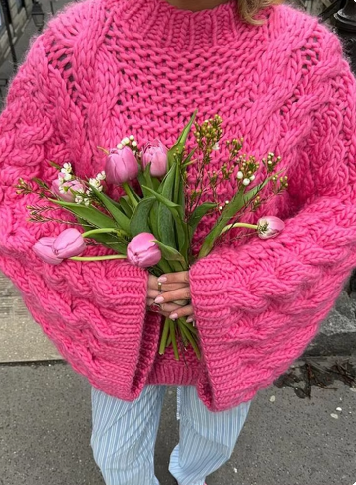 Drune | Grobstrick übergroßer Pullover mit hohem Kragen