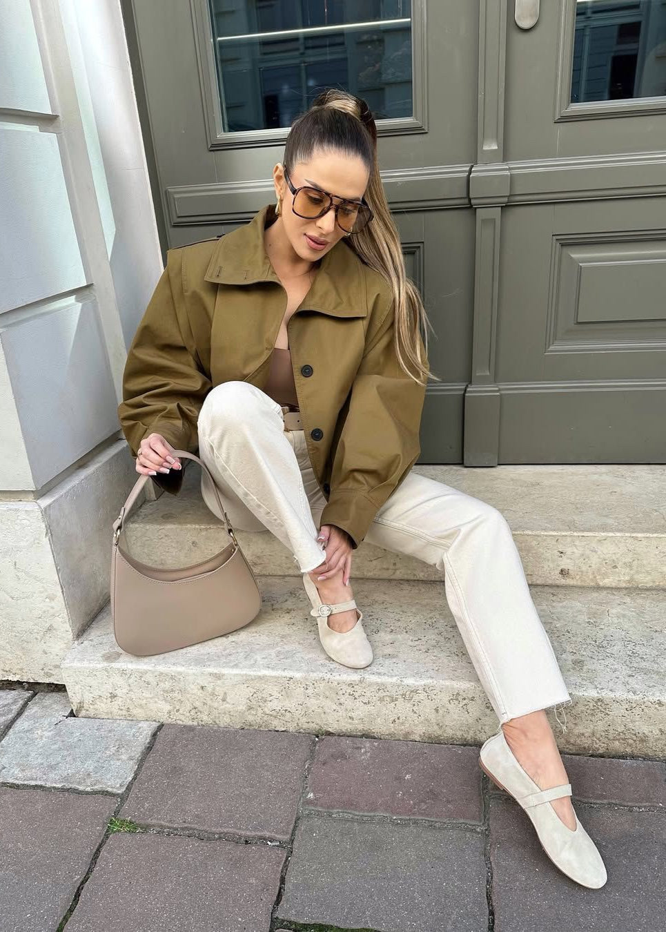 Drune | Knopfjacke mit Schulterklappen – Khaki