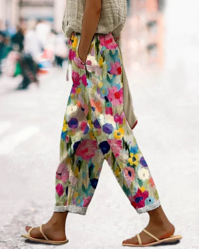 Drune | Florale Hose Mit Weitem Bein Für Damen