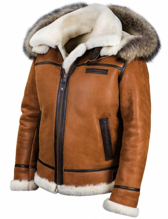 Drune | Winter Lammfelljacke mit Pelzkapuze