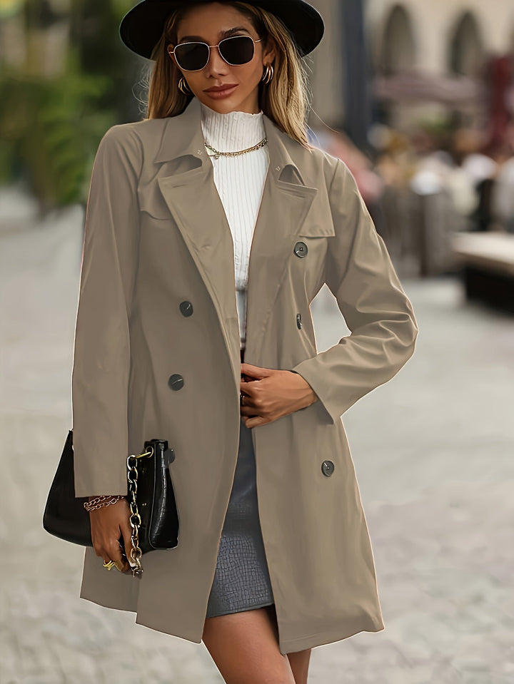 Drune | Damen Doppelreihiger Trenchcoat Mit Knopfdetails