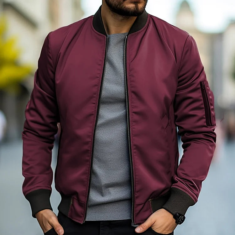 Drune | Herren Bomberjacke - Gerippter Saum und Reißverschlusstasche am Arm