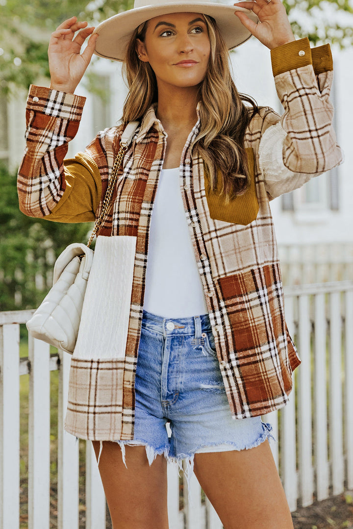 Drune | Gitterhemde mit Patchwork-details Baumwollmischung Perfekt Für Layering