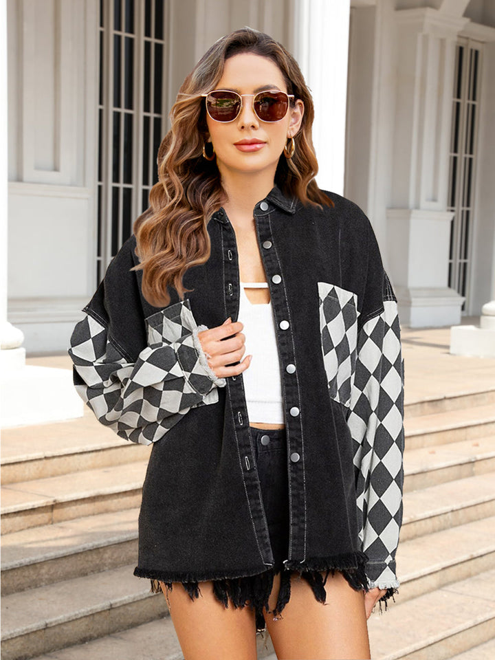 Drune | Geometrische Rohsaum Denimjacke