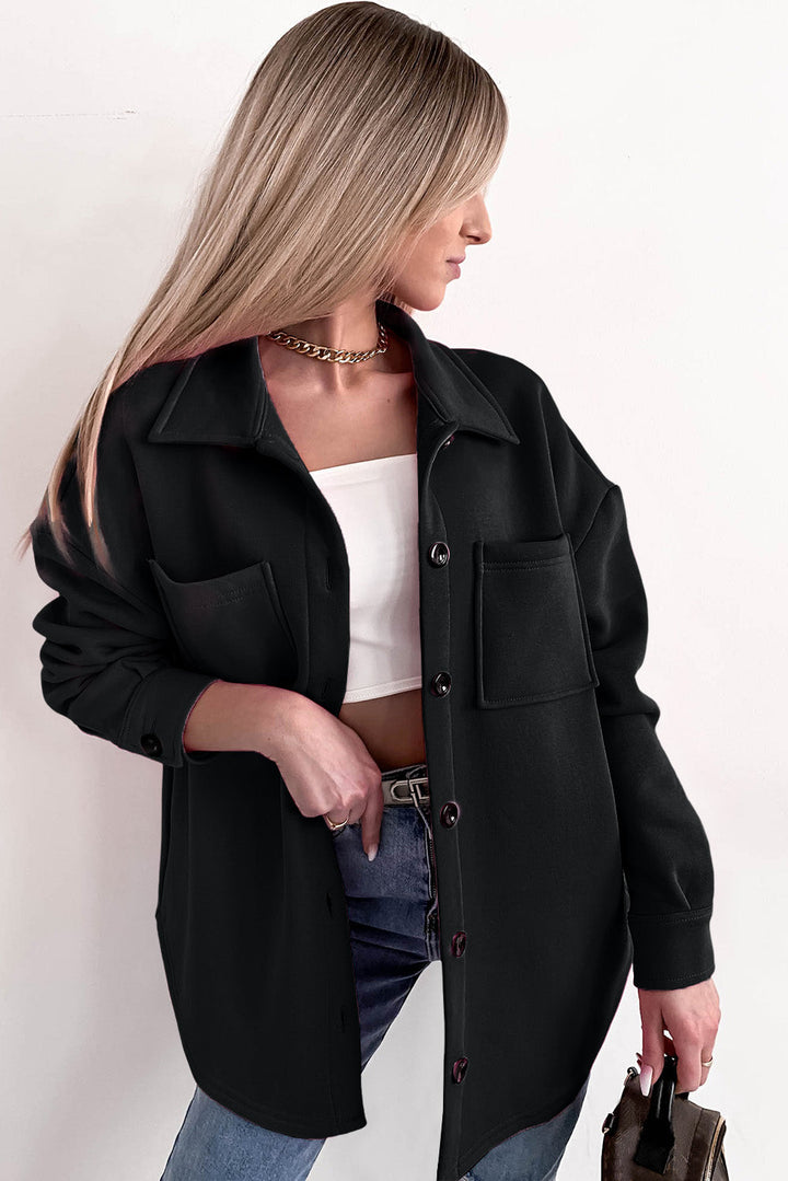 Drune | Oversized Hemdbluse mit Großen Taschen Polyester Minimalistisch und Stilvoll