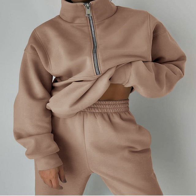 Drune | teiliges sportliches Set - trendige Damen Sweatjacke mit Jogginghose