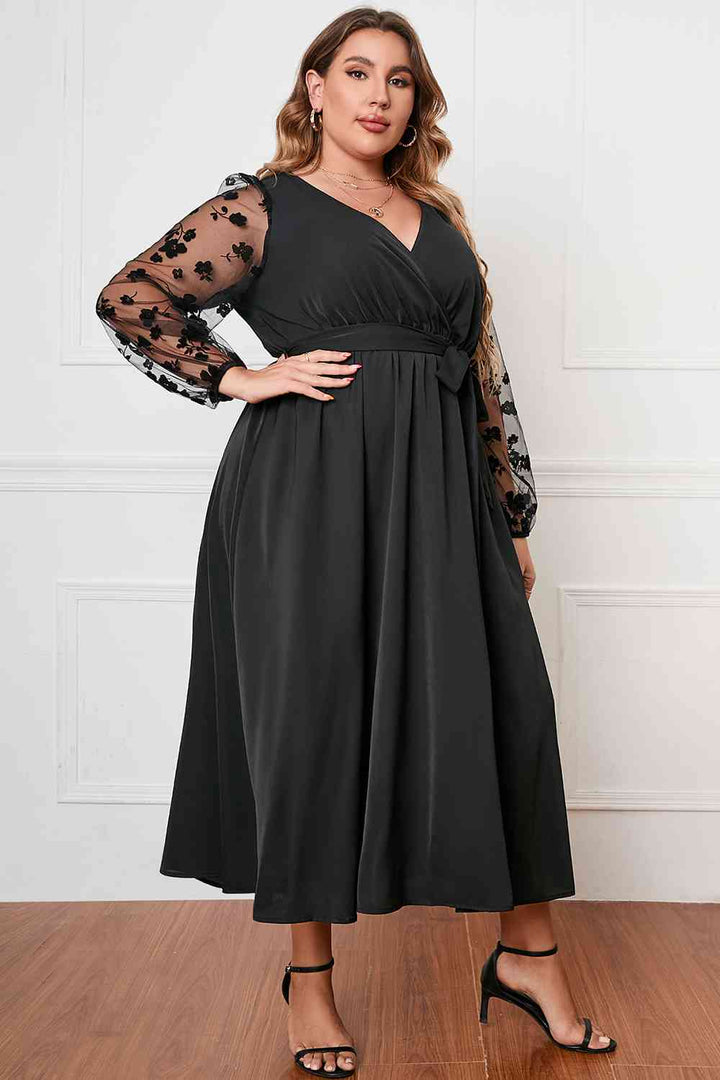 Drune | Plus Size Wickelkragen Gebundenes Kleid
