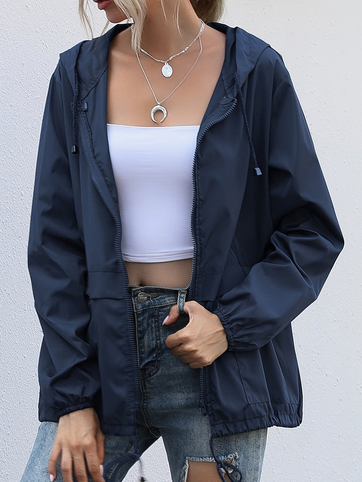 Drune | Glatte Farbige Winddichte Jacke mit Langen Ärmeln