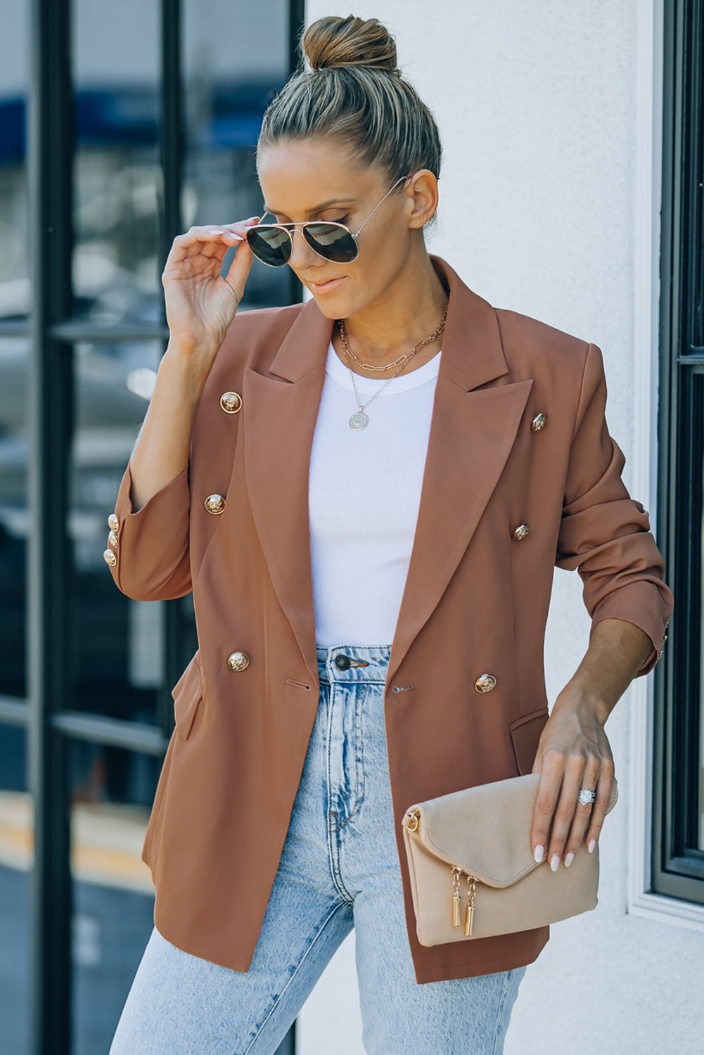 Drune | Doppelreiher-Reverskragen Langarm Blazer