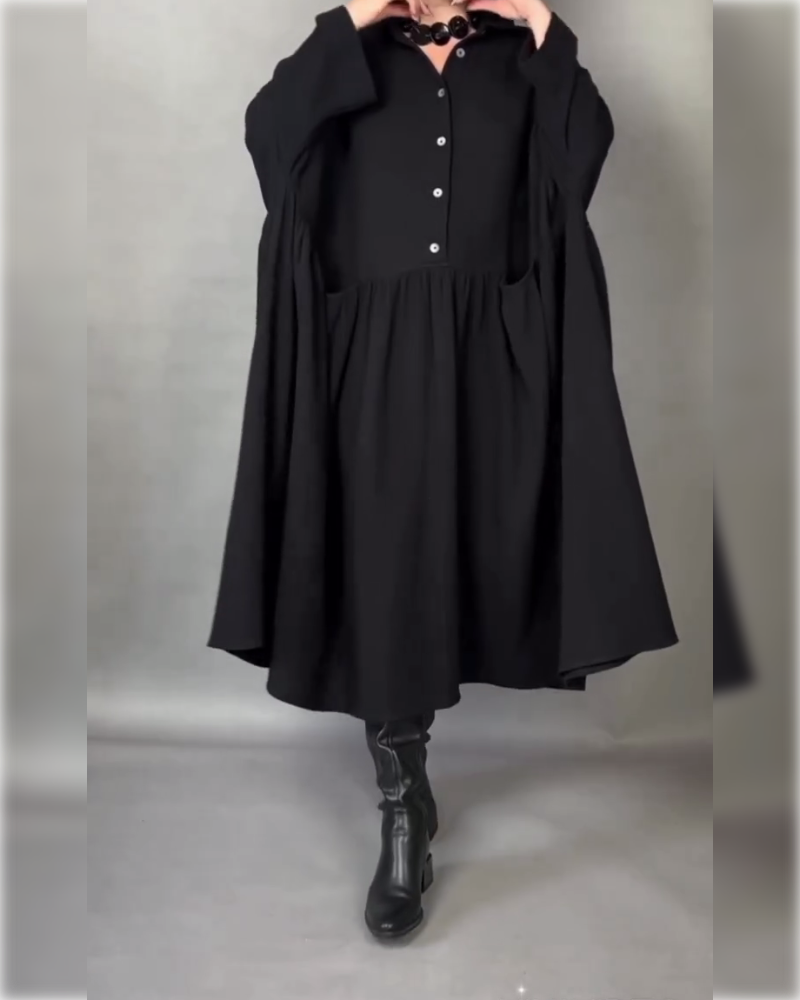 Drune | A-Linien Kleid mit Revers und Knöpfen