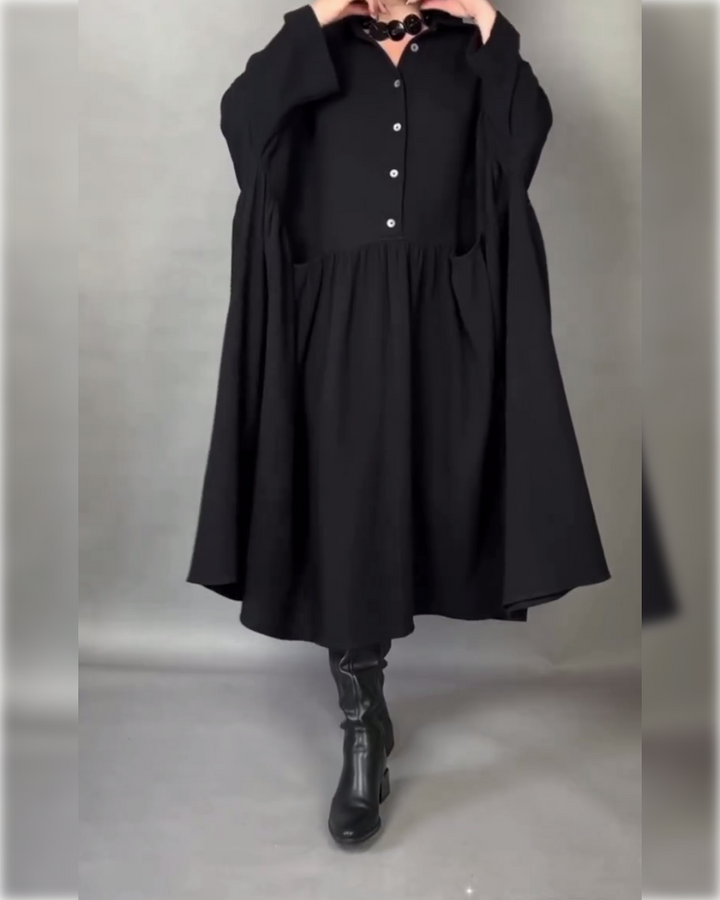 Drune | A-Linien Kleid mit Revers und Knöpfen