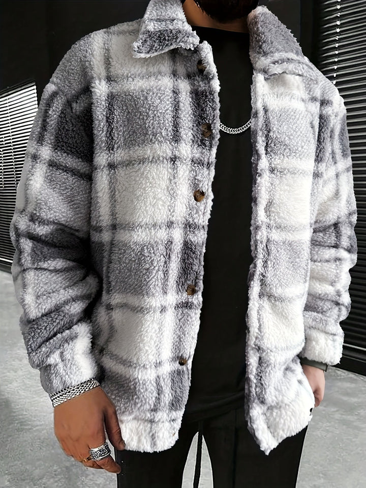 Drune | Flanelljacke mit Karomuster und Knopfverschluss Polyesterfleece Warm und Modern