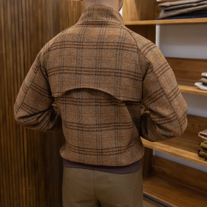 Drune | Slim-Fit karierter Mantel mit Stehkragen