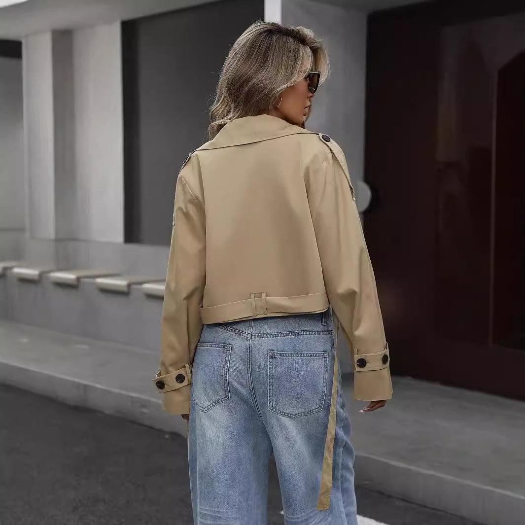 Drune | Khaki Crop Trenchcoat - Eleganter Gurtstil